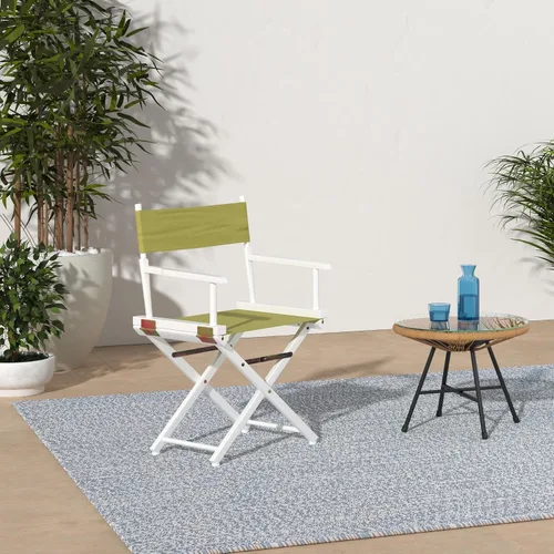 Vista 2 de Casual Home - Silla de director de 18.0 in, marco blanco con lona de verde oliva