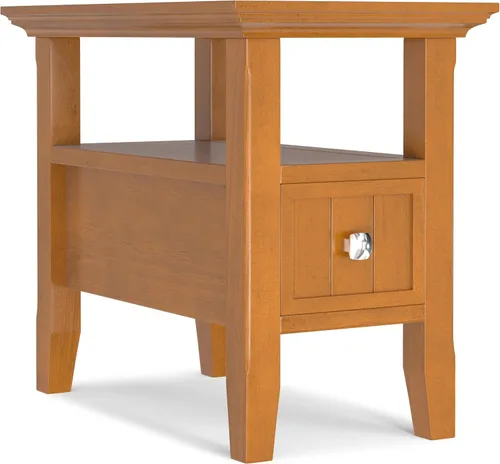 Vista 35 de SIMPLIHOME Acadian Mesa auxiliar estrecha – Mesa auxiliar rectangular de madera maciza de 14 pulgadas de ancho con 2 estantes abiertos en negro