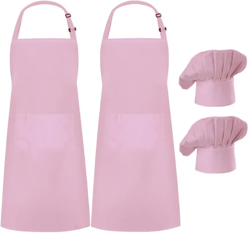Vista 5 de Hyzrz Juego de 2 delantales de chef, delantales de cocina ajustables, resistentes a las gotas de agua, para cocinar, para mujeres, hombres, regalo