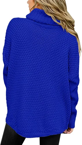 Vista 2 de DOROSE Suéter de punto casual de manga larga con cuello alto para mujer
