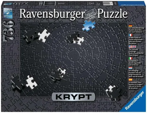 Vista 8 de Ravensburger - Krypt Black - Rompecabezas de 736 piezas - Un verdadero desafío de rompecabezas - Solo una pizca de cambio de color degradado negro
