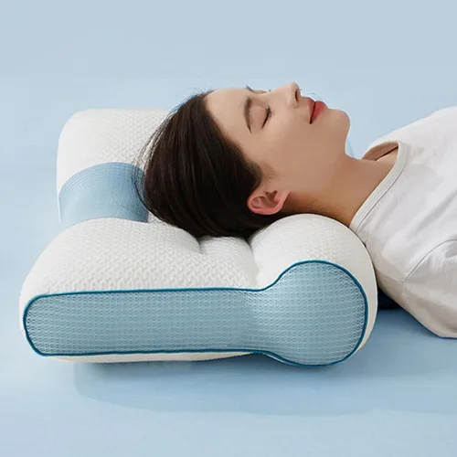 Vista 2 de Almohada cómoda de apoyo cervical para mejorar el sueño, almohada cervical mejorada 2025 mejorada para mejorar el sueño cervical para dormir Azul