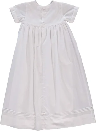Vista 3 de Vestido de bautizo blanco con detalle de cruz y manga corta + capó
