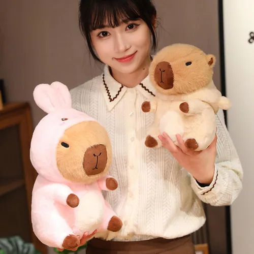 Vista 3 de Capybara - Oso de peluche Capybara con disfraz de oso beige, vestido como lindos juguetes de peluche divertidos para niños, regalo para amantes
