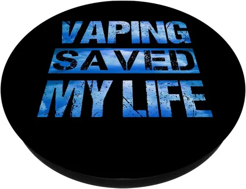 Vista 2 de Vaping Saved My Life We Vape We Vote Blue Clouds PopSockets Agarre y soporte para teléfonos y tabletas, Negro