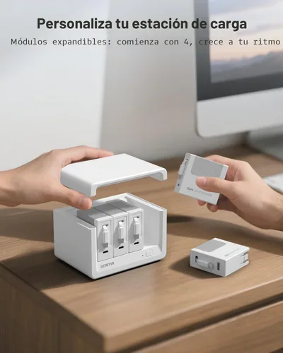 Vista 7 de Gitryin Estación de carga de escritorio 12 en 1 con 3 cargadores retráctiles tipo C y 1 cargador Lightning, concentrador de carga USB-C de 160 W