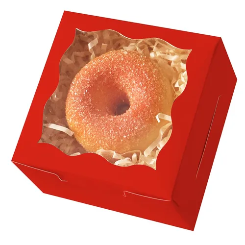 Vista 12 de qiqee Cajas de panadería negras con ventana de 4 x 4 x 2.5 pulgadas, 100 paquetes de mini cajas de galletas para macarrones, cajas de pastelería
