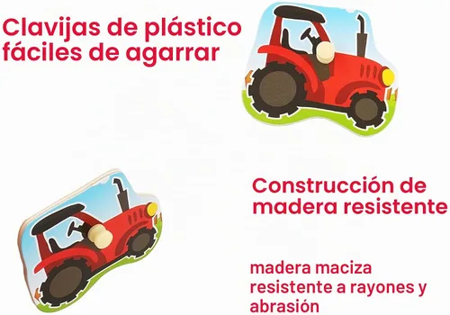 Vista 6 de Rompecabezas de madera con diseño de granja para bebés, imágenes a todo color para preescolar, 7 piezas