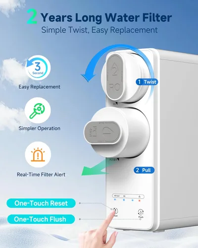 Vista 7 de Ecoviva - Filtro de agua de ósmosis inversa de 600 GPD, sistema de filtración de agua RO de 8 etapas debajo del fregadero, cumple con NSF/ANSI 58