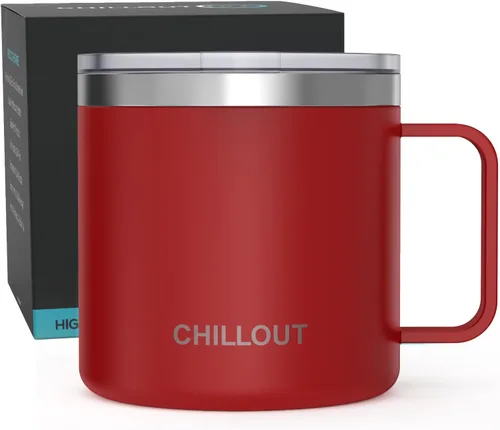 Vista 16 de Chillout Life - Taza de café con aislamiento térmico al vacío, acero inoxidable, mango y tapa, 16 onzas