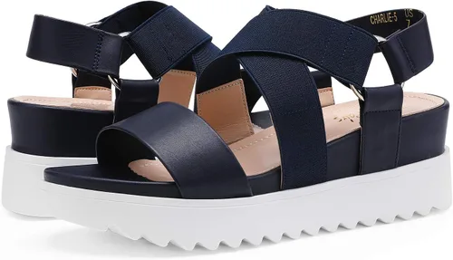 Vista 5 de DREAM PAIRS - Sandalias de plataforma con tacón de cuña, punta abierta y correas en el tobillo para mujer