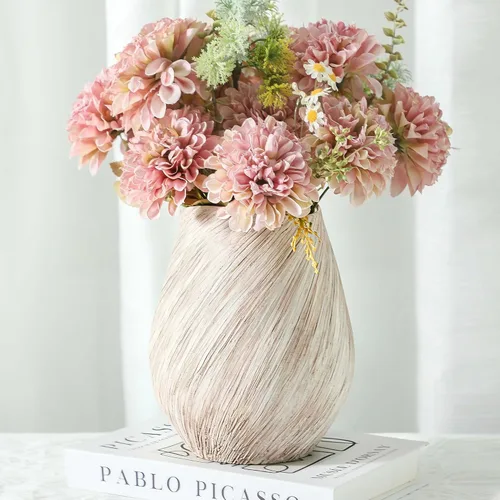 Vista 18 de ALMA Jarrón blanco alto para piso, jarrón extra grande de 18'' para ramo de flores secas de hierba de las pampas, jarrones grandes de cerámica