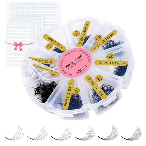 Vista 13 de Extensiones de pestañas postizas de volumen 3D-C-0.07-0.50 pulgadas, extensiones de pestañas postizas con tallo corto, extensiones de pestañas