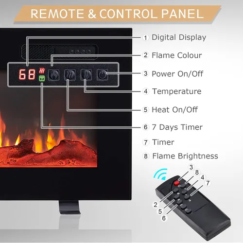 Vista 6 de Efiretric® Grace - Chimenea eléctrica 3 en 1 de 36 pulgadas de ancho (EF449), independiente, montada en la pared, empotrada, efecto de llama de 9