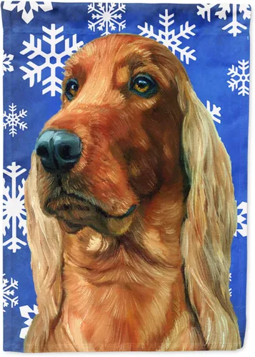 Vista 86 de Caroline's Treasures SC9374GF Bulldog English Snow flakes Holiday Garden Flag Buzón Bandera decorativa para patio exterior, patio, obras de arte