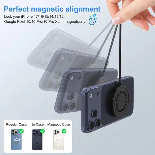 Vista 4 de Cargador inalámbrico Magsafe para iPhone, paquete de 2 cargadores inalámbricos magnéticos for iPhone 17 Pro Max/17e/17/16/15/14/13/12 Series&