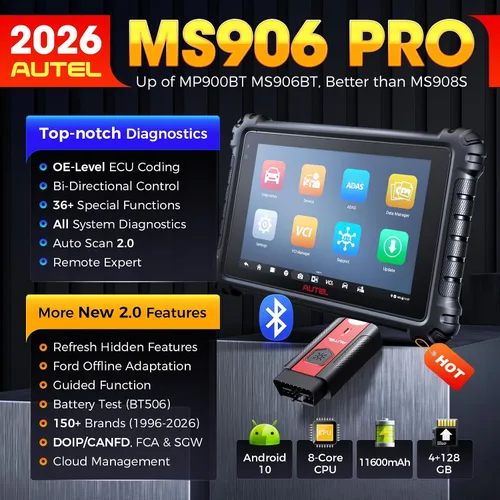 Vista 2 de Autel Escáner MaxiSys MS906 PRO, MS906Pro 2026 Igual que MS906 MAX con codificación ECU, V2.0 de MS906BT MP900BT, Lite de Elite II PRO, CAN FD DoIP