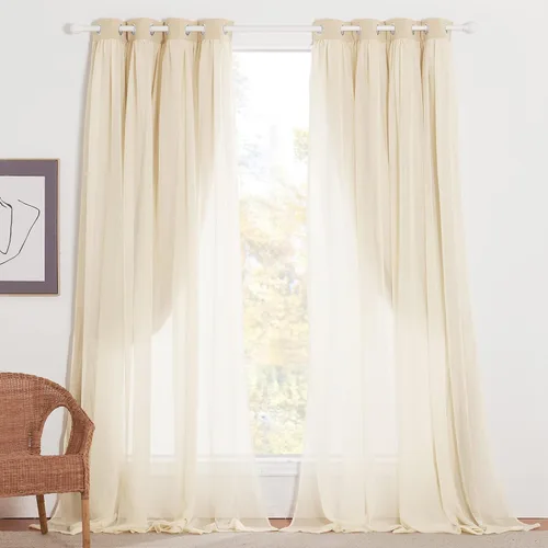 Vista 2 de NICETOWN Cortinas opacas para cuarto de bebé, dormitorio, sala de estar, cortinas opacas aplastadas de 84 pulgadas de largo, cortinas de granja