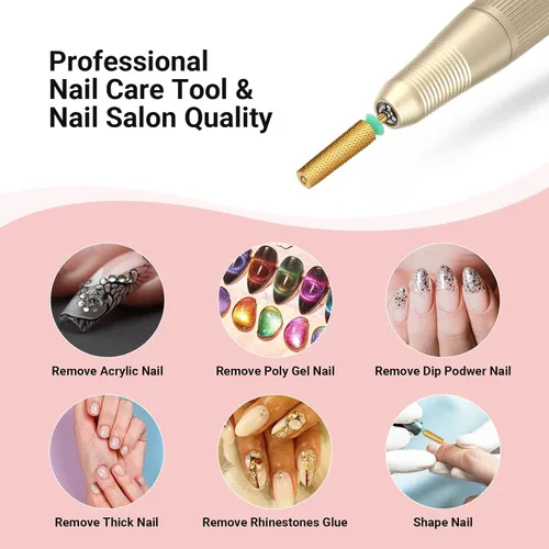 Vista 7 de MelodySusie Brocas de uñas cónicas superlargas, brocas de tungsteno de carburo de 3/32 pulgadas, adecuadas para manicura, pedicura, cutícula