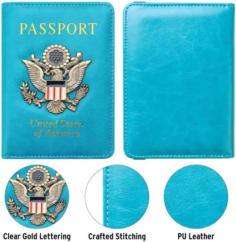 Vista 4 de Tarjetero para pasaporte, Azul-cielo, Bloqueo RFID