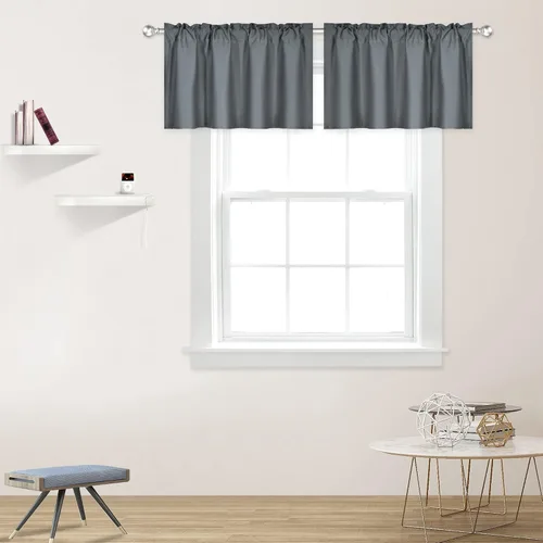 Vista 13 de DECOVSUN Cenefas Aqua para ventanas de cocina, con bolsillo para barra, opacas, con aislamiento térmico, 1 panel de 42 x 18 pulgadas