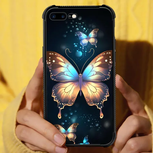 Vista 142 de Funda compatible con iPhone 8, a prueba de golpes, antiarañazos, bandera de ciervos de cola blanca de grano de madera estadounidense