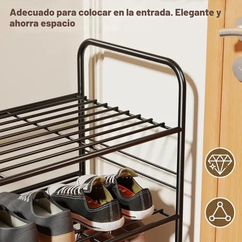 Vista 4 de Estante organizador de zapatos de acero inoxidable de metal Negro