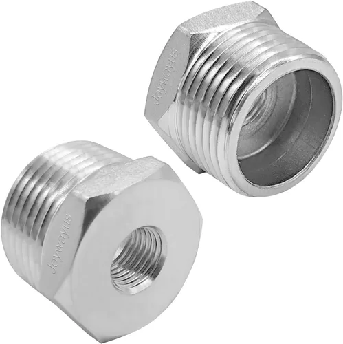 Vista 10 de Joywayus Reductor de buje de cabeza hexagonal de acero inoxidable, montaje de tubería 1 NPT macho × 1/2 NPT hembra (paquete de 2)