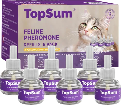 Vista 11 de TopSum Repuesto de difusor calmante para gatos: 1 repuesto de feromonas para gatos calmantes – Ayuda a reducir rasguños, micción, maullidos