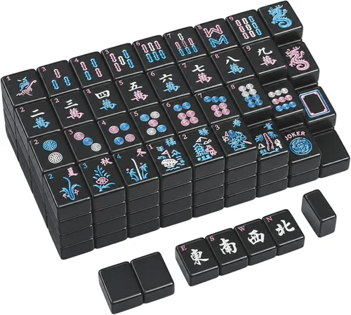 Vista 8 de Juego de 166 azulejos Mahjong, 1.2 pulgadas, negro