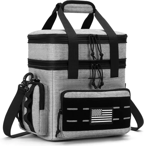 Vista 7 de holuxer Lonchera táctica y almuerzo para hombres - Bolsa grande de doble compartimento expandible con aislamiento para adultos, suave