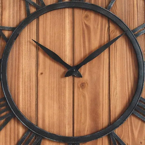 Vista 3 de Wall Clock Wall Clock Retro Creative Study Clocks and Clocks Iron Craft Solid Wood Decoration 18-inch Quartz Clock
