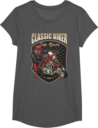 Vista 40 de Camiseta de motocicleta clásica Biker Cafe Racer para hombre, Negro, S