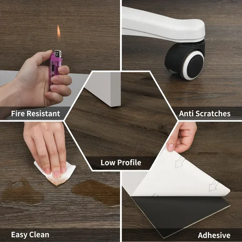 Vista 7 de MULGREAT Paquete de 6 muestras de azulejos para despegar y pegar, suelo de vinilo impermeable con aspecto de madera, tablón de lujo autoadhesivo