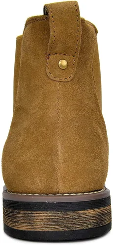 Vista 5 de Bruno Marc - Botines de gamuza de cuero para hombre tipo Chelsea