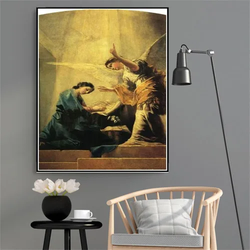 Vista 2 de Pintura por números para adultos La Anunciación Pintura por Francisco Goya Kit de pintura por números sobre lienzo para principiantes