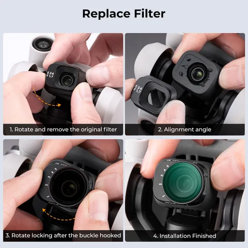 Vista 7 de K&F Concept Mini 3 Pro Variable ND2-32 (1-5 Stop) Filtro ND compatible con DJI Mini 3 Pro, 28 accesorios Mini 3 Pro multicapa