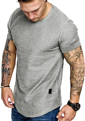 Vista 31 de Camiseta de Moda para Hombre, Camiseta Muscular de Gimnasio, Entrenamiento, Camiseta Atlética de Algodón, Camiseta Superior 240-azul
