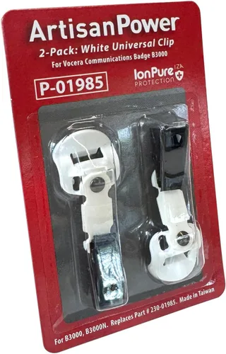 Vista 2 de Clip universal blanco para insignia de comunicaciones Vocera B3000. 230-01985 (paquete de 2)