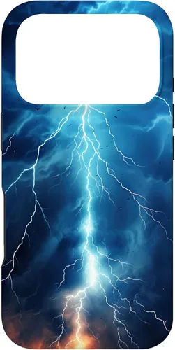 Vista 29 de iPhone 13 Pro Max Cool Blue Lightning Bolt Storm Funda de arte gráfico Wild Nature Sky