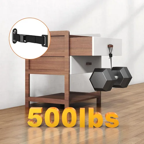 Vista 6 de Anclajes antipunta para muebles (2 juegos), anclaje de pared resistente para muebles, anclajes de pared a prueba de terremotos para seguridad