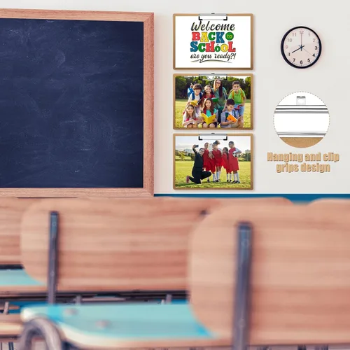Vista 5 de Sherr 6 portapapeles horizontales de madera grandes de 9 x 13 pulgadas con clip de perfil bajo, diseño de portapapeles de paisaje para escuela