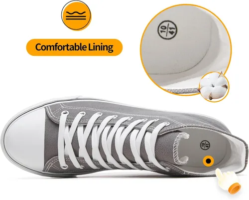 Vista 17 de ZGR Tenis de lona para hombre, con cordones, clásicos, casuales, para caminar