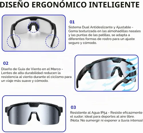 Vista 7 de Vidrios inteligentes de AI con cámara, gafas de grabación de video con EIS Anti-Shake