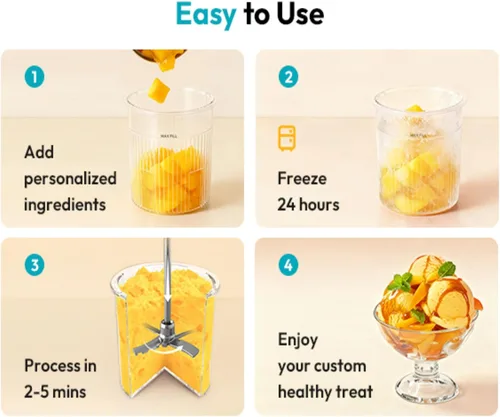 Vista 7 de Rellytech Máquina casera para hacer helados, 12 en 1 con recipientes y tapas de 2 pintas, máquina para hacer gelato, sorbete y yogur congelado