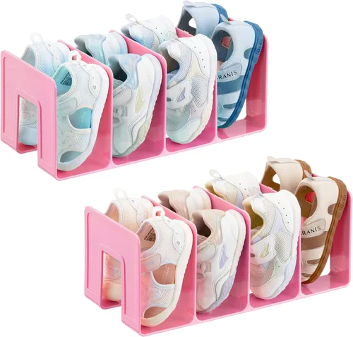 Vista 9 de HBlife Zapatero de acrílico negro para niños para organizadores y almacenamiento de armario, zapatero pequeño de 4 secciones, organizador