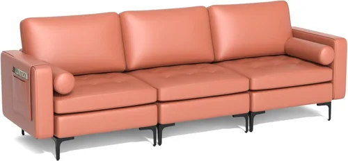 Vista 27 de Giantex Sofá individual, silla decorativa, sillón con cojín cómodo, bolsillos para revistas, sala de estar, silla de ocio tapizada para dormitorio
