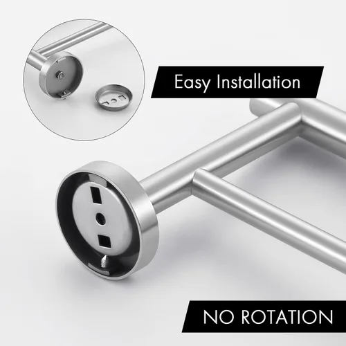 Vista 6 de KES Toallero doble de 23.6 pulgadas, soporte para toallas de baño, cocina, barra de toalla doble, resistente al óxido, montaje en pared, acero