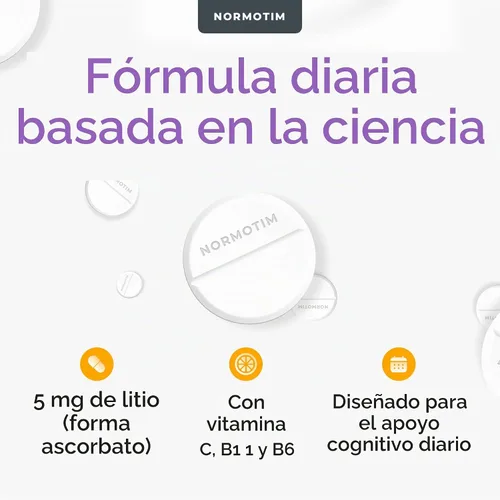 Vista 7 de Apoyo para la calma y el enfoque, tabletas de disolución rápida de ascorbato de litio de 5 mg con vitamina C, B1 y B6, soporte cognitivo