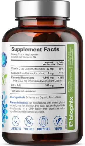 Vista 8 de biophix Oxy-Lax 750 mg 120 Vcaps - Laxantes naturales para el estreñimiento ocasional - Laxante de magnesio con magnesio oxigenado - Limpieza